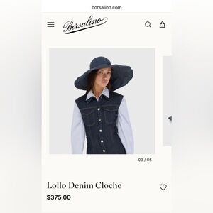 NWOT BORSALINO Lollo Denim Cloche women’s floppy sun hat size S see photo for sz